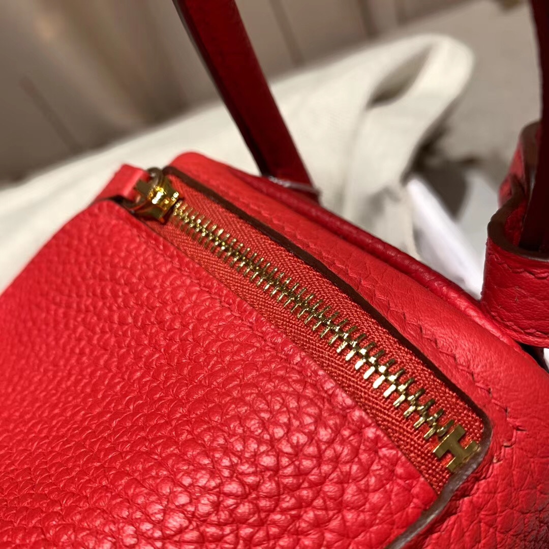 에르메스 미니 린디백19 레드 은장 끌레망스 가죽